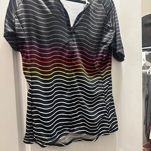 Women's Black Striped Cycling Jersey